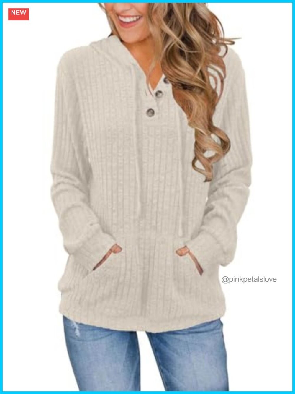 Womens Long Sleeve Hoodie Sweatshirt Button Neck Tunic Pullover